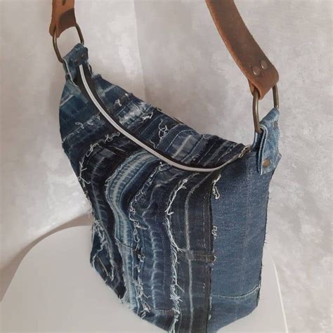 Patchwork Denim Hobo Bag Jean Shoulder Bag Casual Tote Bag Etsy