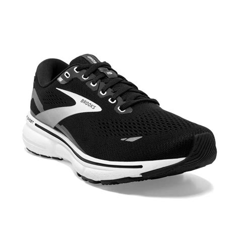 Brooks Womens Ghost 15 Running Shoes Black Blackened Pearl White S