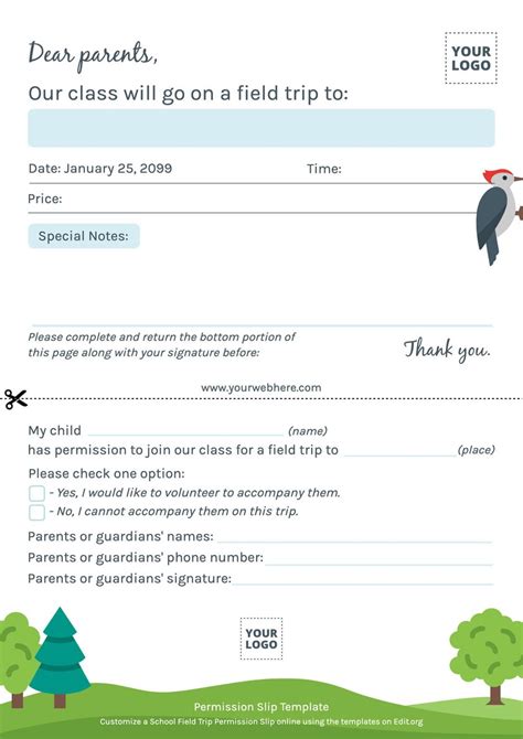 Printable Field Trip Permission Slip Templates