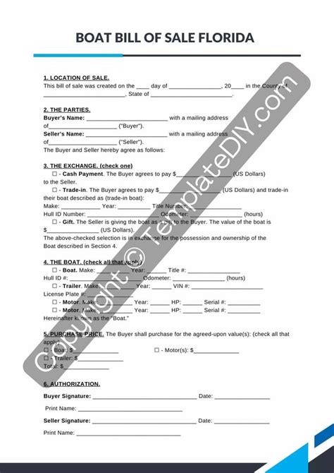 Boat Bill Of Sale Florida [fl] Form Template Pdf Word In 2024