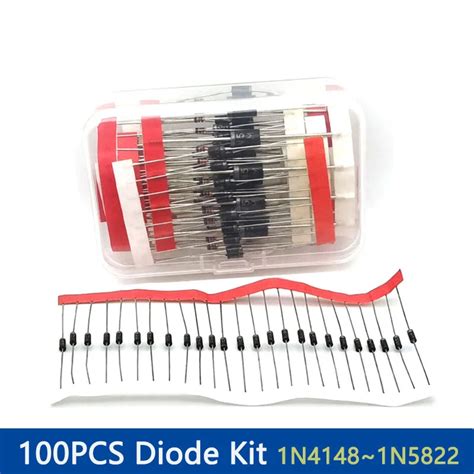 100pcs 8 Value Schottky Diode Rectifier Diodes Kit 1n4148 1n4007 1n5819