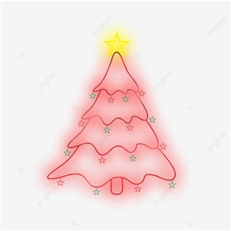 Vector Neon Red Christmas Tree Christmas Tree Neon Vector PNG