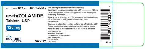 Acetazolamide Tablets Usp 125 Mg And 250 Mg Rx Only