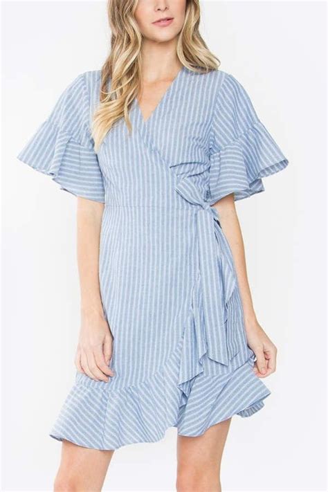 Sugarlips Striped Ruffle Dress Sugar Lips Ruffle Dress Wrap Dress