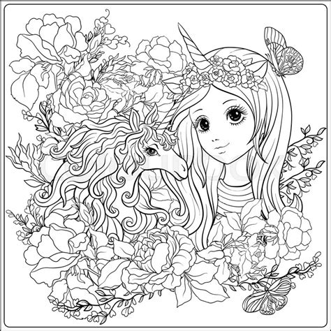 Anime Unicorn Girl Pages Coloring Pages