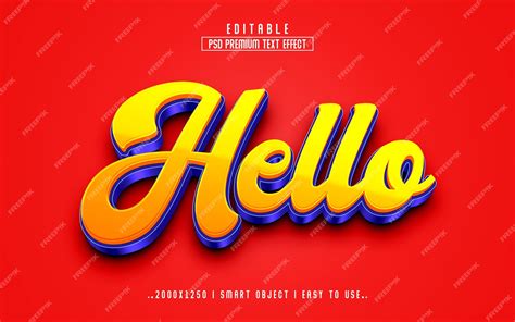 Premium Psd Hello 3d Editable Text Effect Style