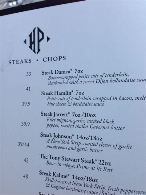 Menu At Hyde Park Prime Steakhouse Daytona Beach