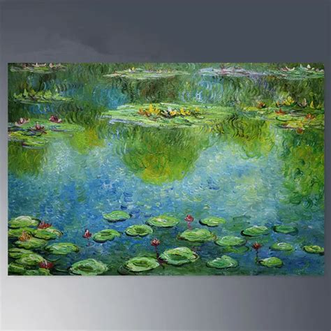 Hand painted Canvas oil paintings lotus flower Monet painting Abstract Modern home decor wall ...