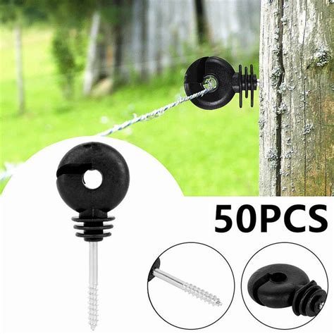 50Pcs Set Electric Fence Offset Ring Insulator Fencing Screw In Posts