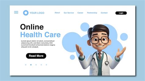 Premium Vector Online Health Care Landing Page Template With D