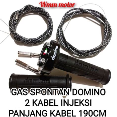 Jual GAS SPONTAN INJEKSI DOMINO 2 KABEL SERAT CARBON KARBON 190CM