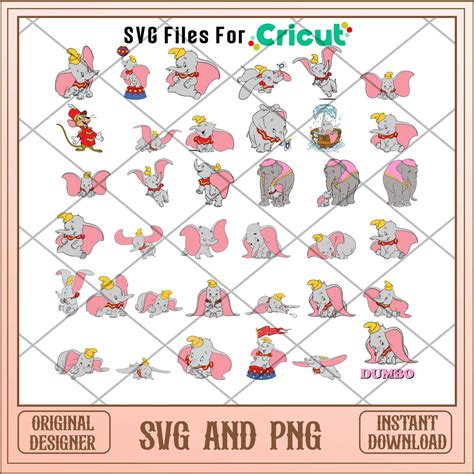 Disney Cartoon Cute Dumbo Svg Bundle Svg Files For Cricut