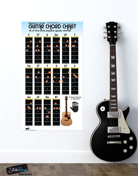 Guitar Chord Chart Poster 16 Popular Chords Guide Perfect For Studen