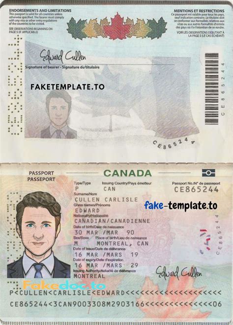 Canada Passport Template In Psd Format Fully Editable 2010 Present Fake Template To