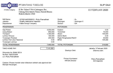 Gaji PT Bintang Toedjoe Dan Kontak Kerja 2024 DinasPajak