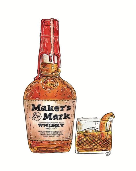 Makers Mark Illustration Makers Mark Bottle Drawing Alcohol Ts