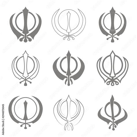 Vector icons set with Sikh symbol Khanda Stock Vector | Adobe Stock