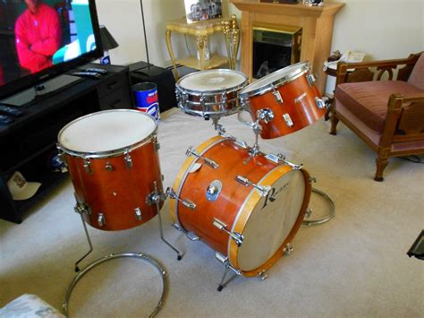 1967 Rogers 3 Piece Drum Set With 1967 Ludwig Chrome Snare For Sale