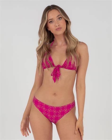 Guess Logomania Bikini Bottom In Berry Tango Fast Shipping Easy