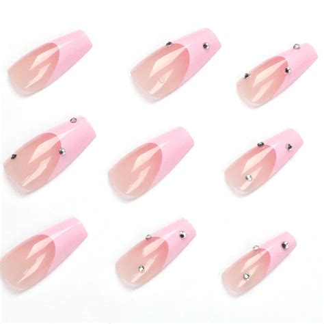 Luxury Long Ballerina Coffin Shape Nails Press On Custom 3d Rhinestone