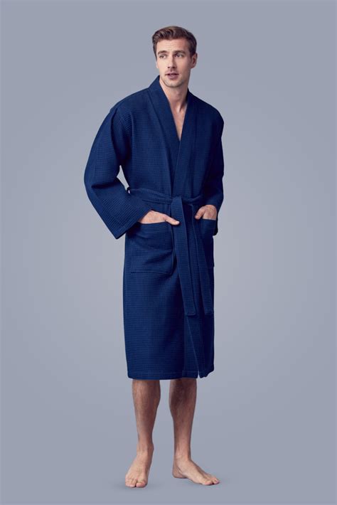 Absorbent Lightweight Long Waffle Kimono Spa Bathrobe For Men African