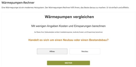 Wärmepumpen Rechner Kosten und Dimensionierung einfach online