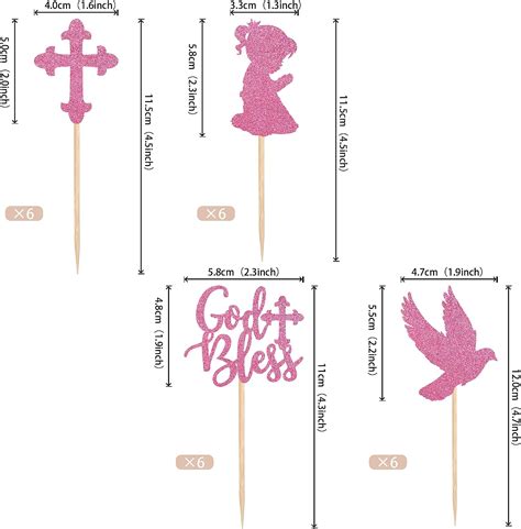 Buy Pcs God Bless And Cross Cupcake Toppers Glitter Dove Baptism