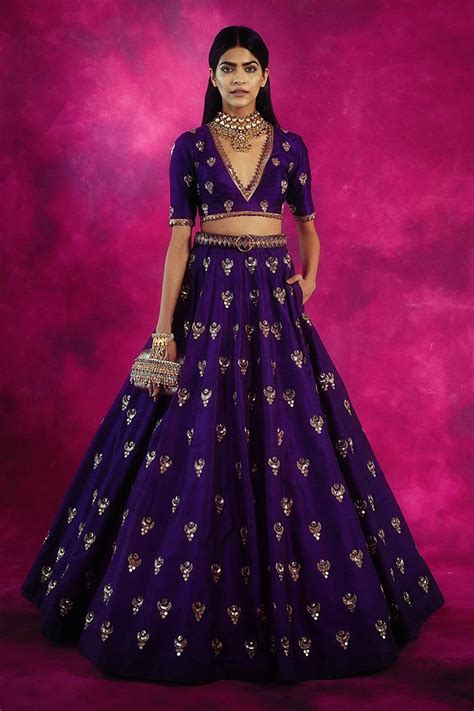 Purple Embroidered Silk Lehenga Set Design By Vvani By Vani Vats At