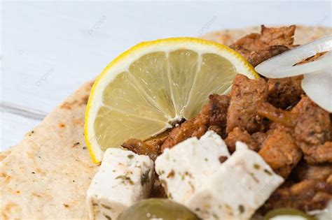 Gyros Pita With Tzatziki Coleslaw Olives And Feta Cheese Gyros Pita ...