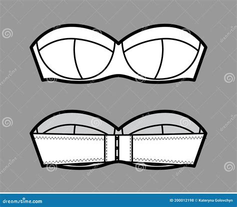 Bra Strapless Lingerie Technical Fashion Illustration With Molded Cups