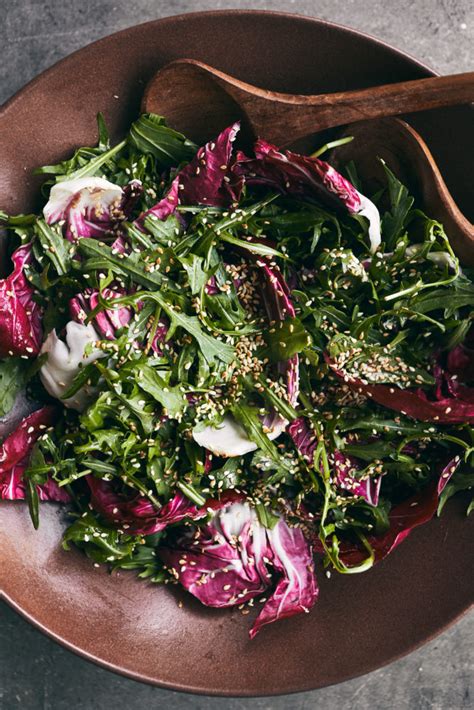 Bitter Greens Salad with Miso-Citrus Vinaigrette | Naturally Ella