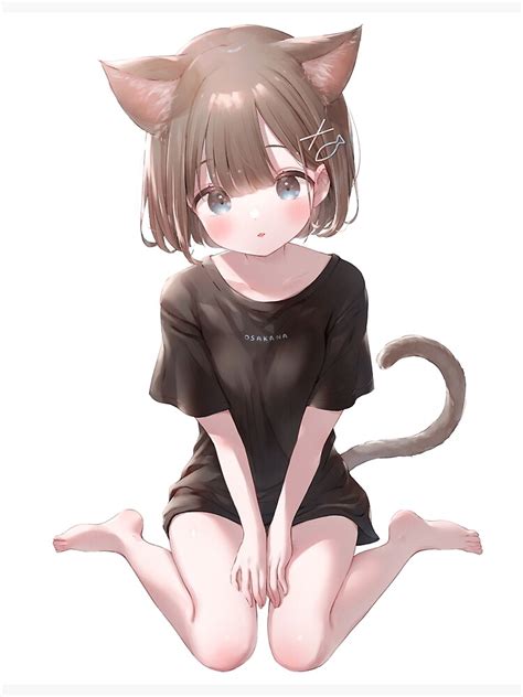 "Kawaii Anime Short Hair Cat Girl" Poster for Sale by Risumu | Redbubble