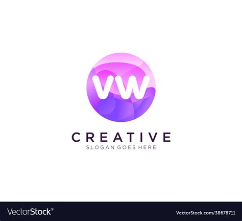 Vw Initial Logo With Colorful Circle Template Vector Image