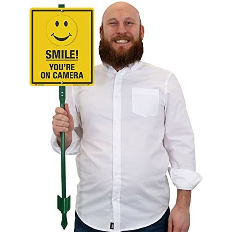 Smartsign X Inch Smile You Re On Camera Yard Sign With Foot