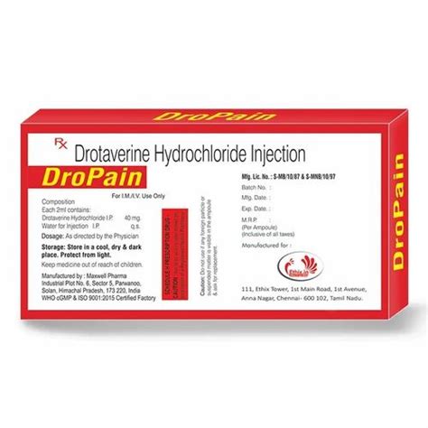 DR Ethix DroPain Injections Drotaverine Hydrochloride I P 40 Mg