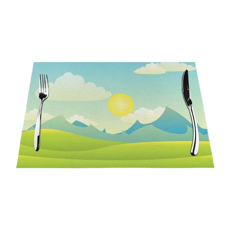 XMXY Woven Placemats Set Of 4 PCS Night Dusk Sky Highway Table Mats