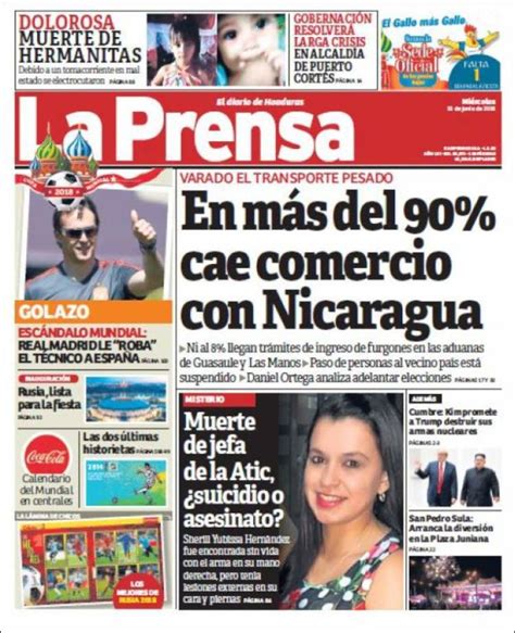 Periódico La Prensa Honduras Periódicos De Honduras Edición De Miércoles 13 De Junio De