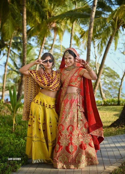 Sister Of The Bride Stunning Red Bridal And Yellow Lehenga For