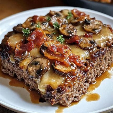 Hearty Bacon Mushroom And Swiss Cheese Meatloaf Recipe Easy And Full