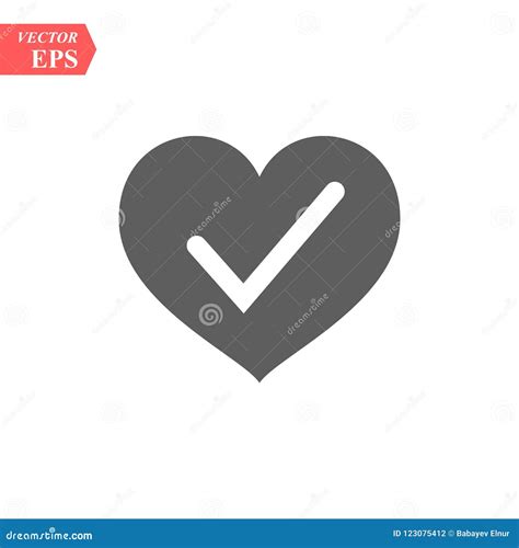 Heart With Yes Check Mark Vector Illustration Gray Heart With Check