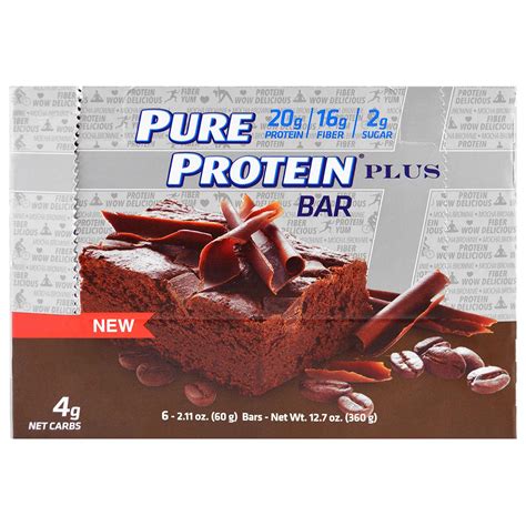 Pure Protein Plus Bar Mocha Brownie 6 Bars 2 11 Oz 60 G Iherb