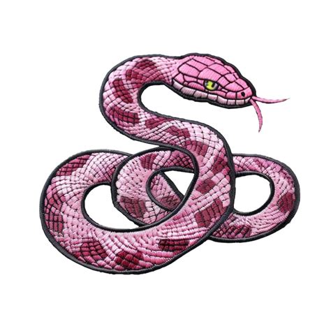 Una Serpiente Rosa Y Negra Con Un Ojo Verde Y Una Cabeza Rosa Archivo