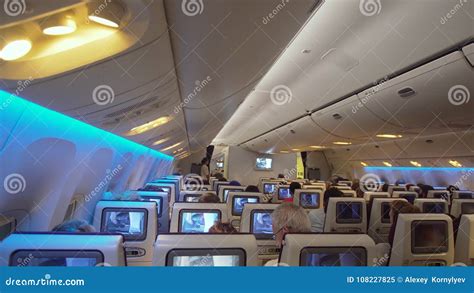 Interior of the Passenger Airplane. Editorial Image - Image of transportation, aeroplane: 108227825