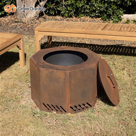 Weather Resistant Steel Metal Fire Pit Gnee Garden