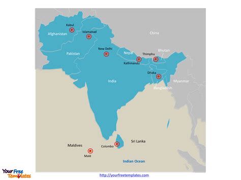 South Asia Map With Capitals