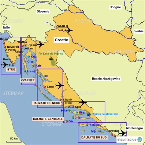 Stepmap Kroatien Regionen Fr Landkarte F R Kroatien