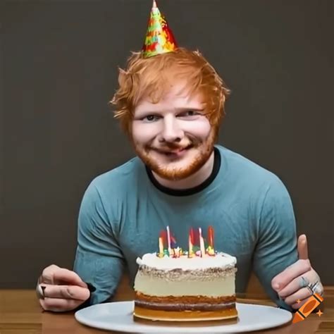 Ed Sheeran Smiling And Serving Cake For A Th Birthday Celebration On