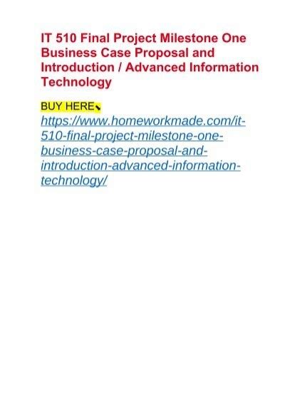 It Final Project Milestone One Business Case Proposal And