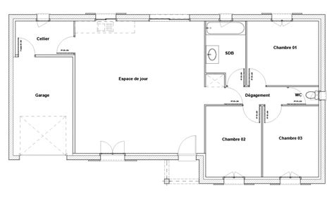 Plan Maison M Plain Pied Chambres Sans Garage Ventana Blog