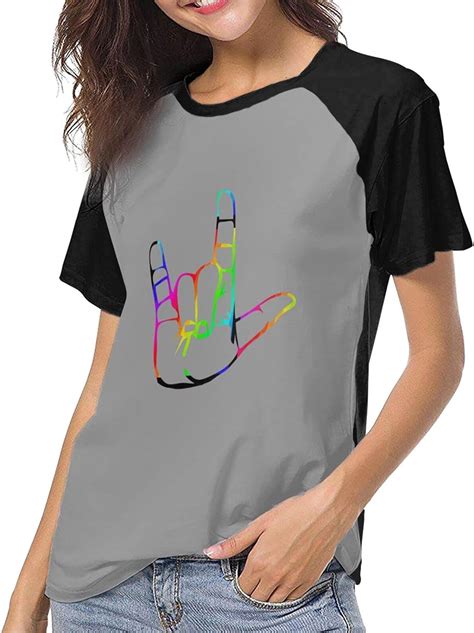 Asl American Sign Language I Love You Women S Comfy Raglan Baseball T Shirts Performance Wicking